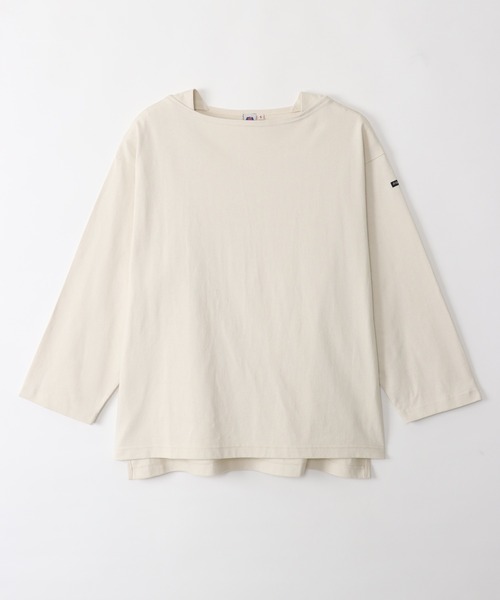 Le Pigeon Voyageur(ル ピジョン ヴォワイヤジュール)の「<Le Pigeon Voyageur>ボートネック無地ボーダー ロングTシャツ(Tシャツ/カットソー・レディース・ブラック/アイボリー/ネイビー/ホワイト系その他/カーキ・L/M/S)」の2枚目の写真