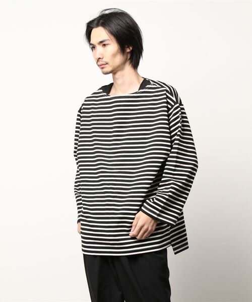 tシャツ 「Le Pigeon Voyageur」ボートネック無地ボーダー　ロングTシャツ レディース メンズ Le Pigeon Voyageur>ボートネック無地ボーダー ロングTシャツ（T