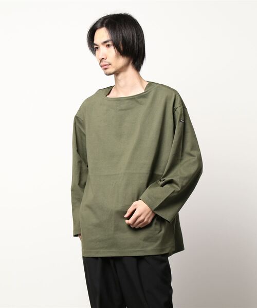 tシャツ 「Le Pigeon Voyageur」ボートネック無地ボーダー　ロングTシャツ レディース メンズ Le Pigeon Voyageur>ボートネック無地ボーダー ロングTシャツ（T