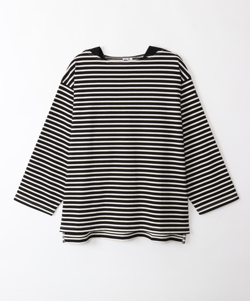 tシャツ 「Le Pigeon Voyageur」ボートネック無地ボーダー　ロングTシャツ レディース メンズ Le Pigeon Voyageur>ボートネック無地ボーダー ロングTシャツ（T
