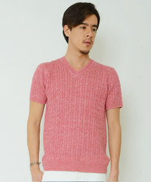 KATHARINE HAMNETT LONDON  | TOP LINEN PULLOVER / トップリネンプルオーバーニット 半袖ニット(ニット/セーター)