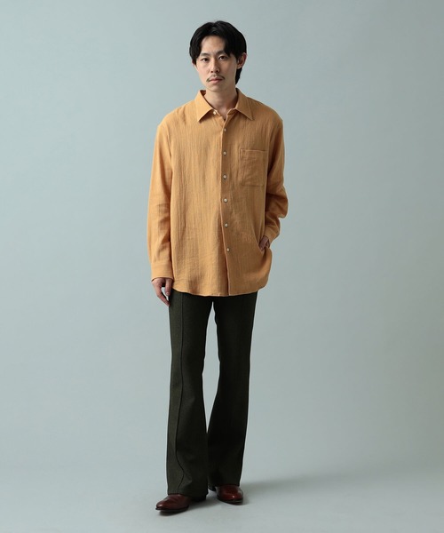 International Gallery BEAMS(インターナショナルギャラリービームス)の「IG / ハーフリネンパナマ レギュラーカラーシャツ(シャツ/ブラウス・メンズ・オレンジ・M/L/S)」の6枚目の写真