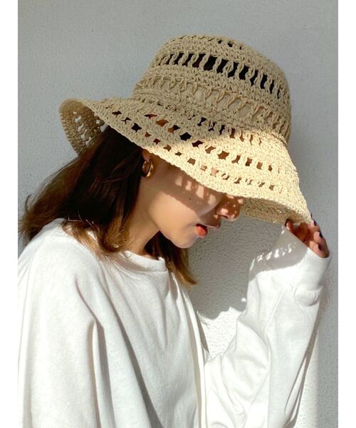 Ungrid（アングリッド）の「透かし編みHAT（ハット・レディース・ベージュ・FREE）」の2枚目の写真