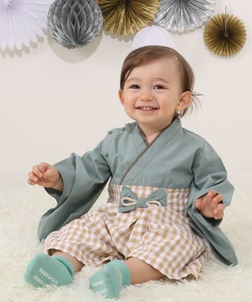 BABYDOLL(ベビードール)の「通販限定 袴ロンパース 6439B(ロンパース・キッズ・ブルー/グリーン・M(80-90cm)/S(70-80cm))」の10枚目の写真