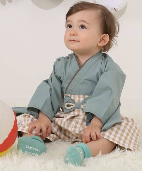BABYDOLL(ベビードール)の「通販限定 袴ロンパース 6439B(ロンパース・キッズ・ブルー/グリーン・M(80-90cm)/S(70-80cm))」の7枚目の写真