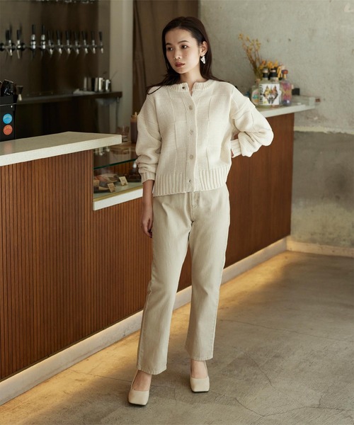 titivate（ティティベイト）の「ﾌﾞﾛｯｸ柄ﾆｯﾄｶｰﾃﾞｨｶﾞﾝ（カーディガン/ボレロ・レディース・アイボリー/グリーン/ネイビー・S/M/L）」の8枚目の写真