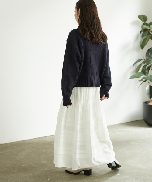 titivate（ティティベイト）の「ﾌﾞﾛｯｸ柄ﾆｯﾄｶｰﾃﾞｨｶﾞﾝ（カーディガン/ボレロ・レディース・アイボリー/グリーン/ネイビー・S/M/L）」の12枚目の写真