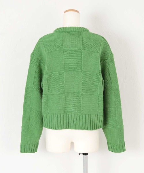 titivate（ティティベイト）の「ﾌﾞﾛｯｸ柄ﾆｯﾄｶｰﾃﾞｨｶﾞﾝ（カーディガン/ボレロ・レディース・アイボリー/グリーン/ネイビー・S/M/L）」の5枚目の写真