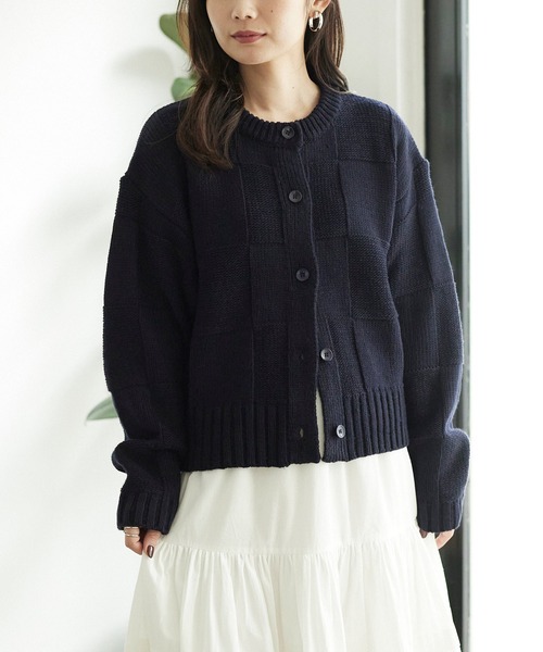ROCHAS ニットカーディガン新品同様美品　定価7万円 セール】 【OUTLET】モチーフ付き透かし編みニットカーディガン