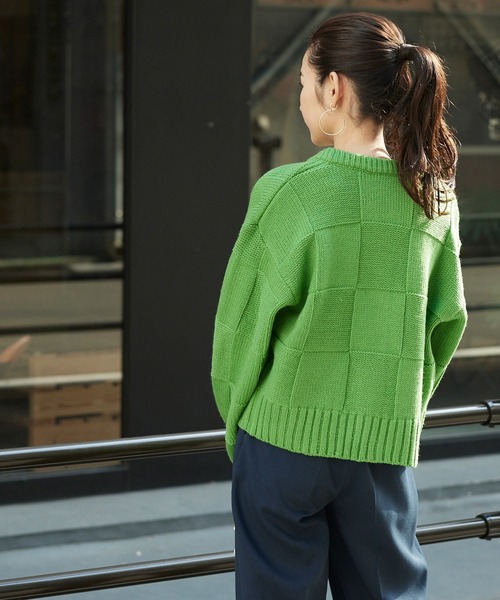 ブロック柄ニットカーディガン（カーディガン/ボレロ）｜titivate