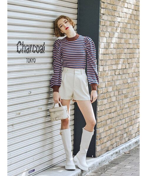 jouetie（ジュエティ）の「オーバーソールビットロングブーツ（ブーツ・レディース・ブラック/アイボリー/ボルドー・M/L）」の13枚目の写真