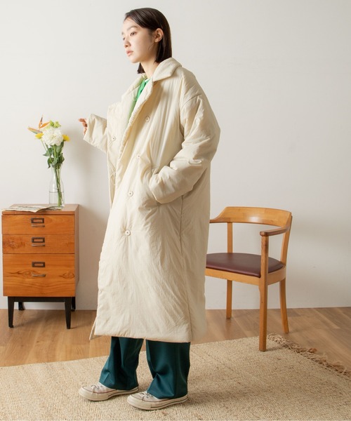 ANGIE（アンジー）の「スタンド中綿ロングコート（ダウンジャケット/コート・レディース・ブラック/オフホワイト/アイボリー・FREE）」の18枚目の写真