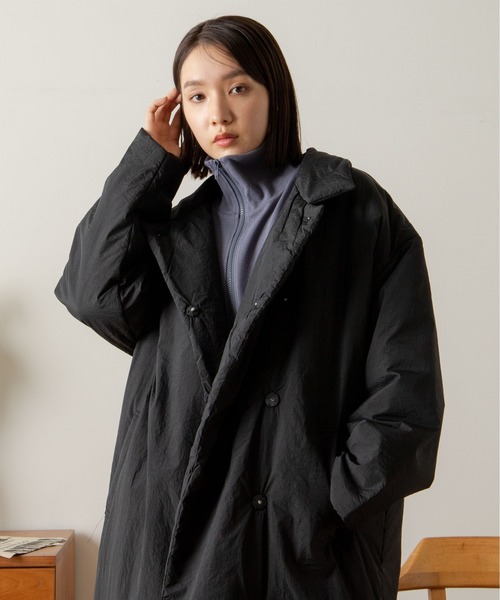 ANGIE（アンジー）の「スタンド中綿ロングコート（ダウンジャケット/コート・レディース・ブラック/オフホワイト/アイボリー・FREE）」の12枚目の写真