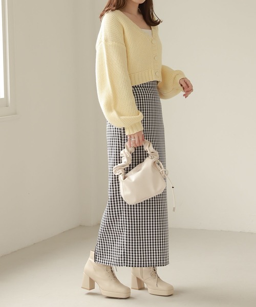 Heather(ヘザー)の「ショート丈ニットカーディガン 267081(カーディガン/ボレロ・レディース・ピンク/イエロー/ブルー/グリーン/アイボリー・FREE)」の19枚目の写真