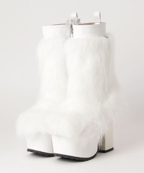 YOSUKE（ヨースケ）の「YOSUKE厚底ショートブーツ（ブーツ・レディース・ブラック/ブラック系その他/ホワイト・24.5cm/23.5cm/24.0cm/23.0cm/22.5cm）」の2枚目の写真