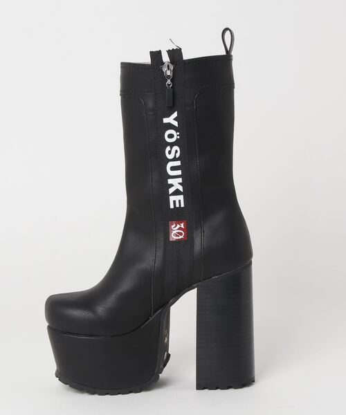 YOSUKE（ヨースケ）の「YOSUKE厚底ショートブーツ（ブーツ・レディース・ブラック/ブラック系その他/ホワイト・24.5cm/23.5cm/24.0cm/23.0cm/22.5cm）」の6枚目の写真