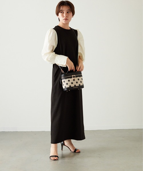 LITTLE ACCESSORIES(リトルアクセサリーズ)の「トップハンドルバニティーバッグ ショルダー付き ドット柄(ショルダーバッグ・レディース・ブラック/ホワイト/パープル・フリー)」の14枚目の写真