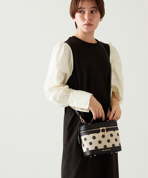 LITTLE ACCESSORIES(リトルアクセサリーズ)の「トップハンドルバニティーバッグ ショルダー付き ドット柄(ショルダーバッグ・レディース・ブラック/ホワイト/パープル・フリー)」の17枚目の写真