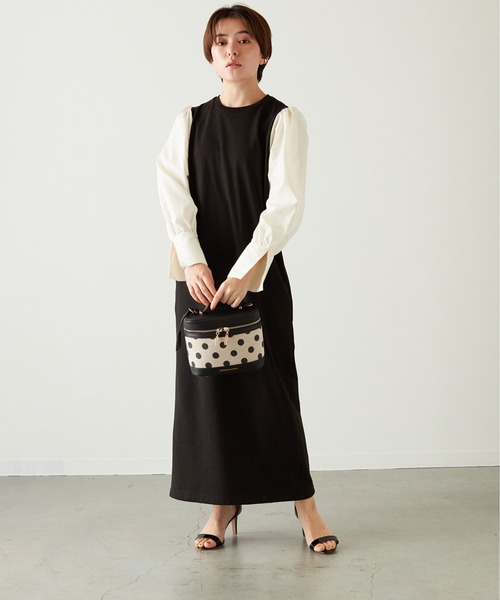 LITTLE ACCESSORIES(リトルアクセサリーズ)の「トップハンドルバニティーバッグ ショルダー付き ドット柄(ショルダーバッグ・レディース・ブラック/ホワイト/パープル・フリー)」の15枚目の写真