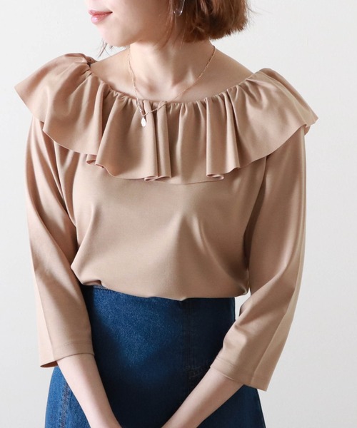 Cheek(チーク)の「襟ラッフルカットソー(Tシャツ/カットソー・レディース・ベージュ/ミント/オフホワイト・MEDIUM)」の14枚目の写真