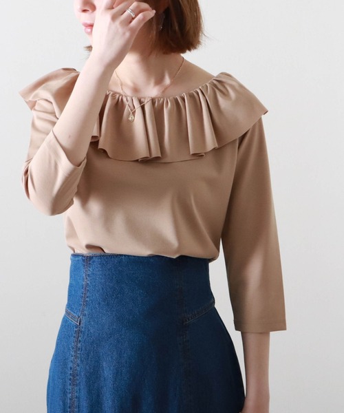 Cheek(チーク)の「襟ラッフルカットソー(Tシャツ/カットソー・レディース・ベージュ/ミント/オフホワイト・MEDIUM)」の15枚目の写真