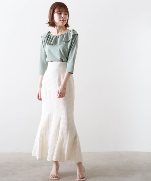 Cheek(チーク)の「襟ラッフルカットソー(Tシャツ/カットソー・レディース・ベージュ/ミント/オフホワイト・MEDIUM)」の18枚目の写真