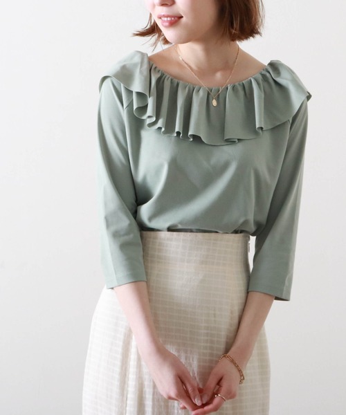 Cheek(チーク)の「襟ラッフルカットソー(Tシャツ/カットソー・レディース・ベージュ/ミント/オフホワイト・MEDIUM)」の20枚目の写真
