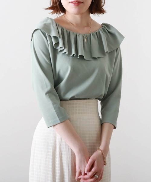 Cheek(チーク)の「襟ラッフルカットソー(Tシャツ/カットソー・レディース・ベージュ/ミント/オフホワイト・MEDIUM)」の21枚目の写真