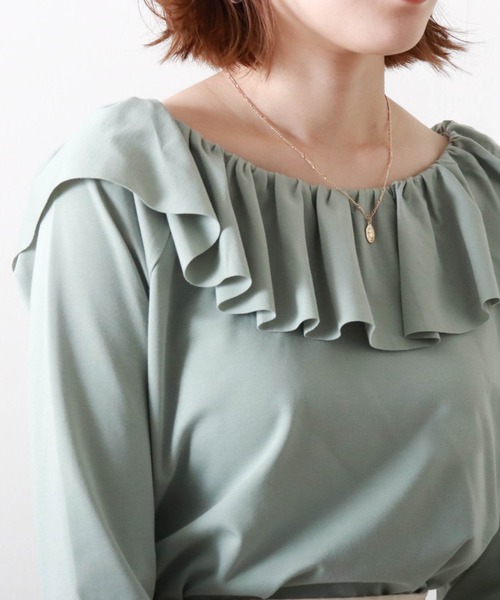 Cheek(チーク)の「襟ラッフルカットソー(Tシャツ/カットソー・レディース・ベージュ/ミント/オフホワイト・MEDIUM)」の22枚目の写真