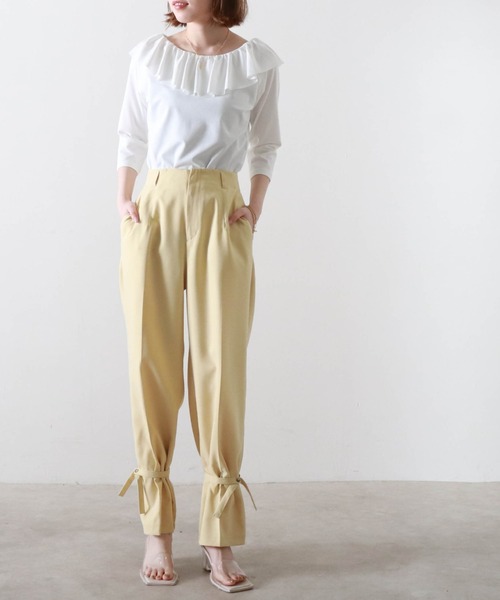 Cheek(チーク)の「襟ラッフルカットソー(Tシャツ/カットソー・レディース・ベージュ/ミント/オフホワイト・MEDIUM)」の5枚目の写真