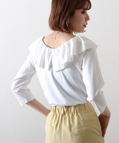 Cheek(チーク)の「襟ラッフルカットソー(Tシャツ/カットソー・レディース・ベージュ/ミント/オフホワイト・MEDIUM)」の8枚目の写真