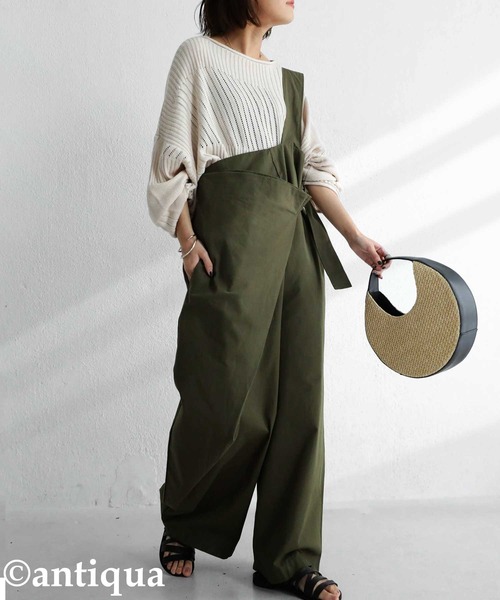 antiqua(アンティカ)の「×オールシーズン着回せる!アシメオールインワン(つなぎ/オールインワン・レディース・ブラック/カーキ/オレンジ・FREE)」の2枚目の写真