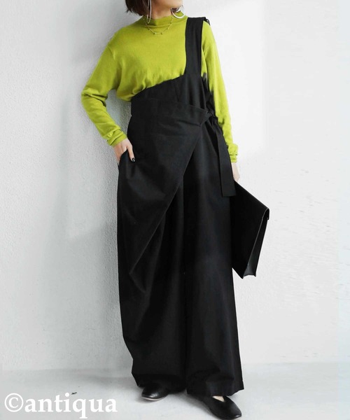 antiqua(アンティカ)の「×オールシーズン着回せる!アシメオールインワン(つなぎ/オールインワン・レディース・ブラック/カーキ/オレンジ・FREE)」の7枚目の写真
