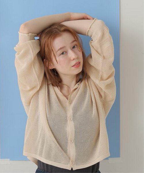 DOUBLE NAME(ダブルネーム)の「前後2WAY 袖ラインメッシュ編みプルオーバー(ニット/セーター・レディース・スミクロ/キナリ/オレンジ/ターコイズブルー・FREE)」の9枚目の写真