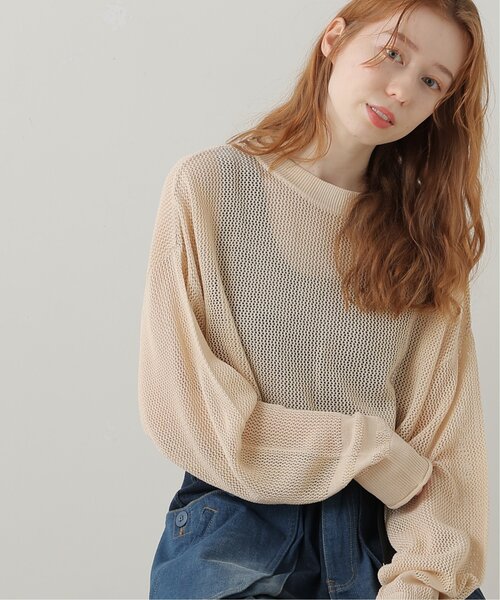 DOUBLE NAME(ダブルネーム)の「前後2WAY 袖ラインメッシュ編みプルオーバー(ニット/セーター・レディース・スミクロ/キナリ/オレンジ/ターコイズブルー・FREE)」の10枚目の写真