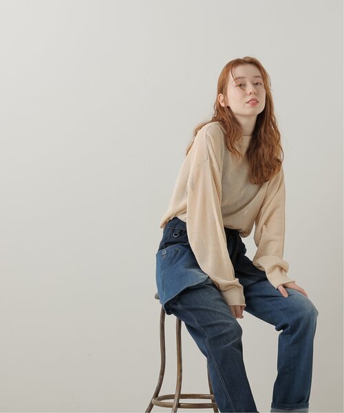 DOUBLE NAME(ダブルネーム)の「前後2WAY 袖ラインメッシュ編みプルオーバー(ニット/セーター・レディース・スミクロ/キナリ/オレンジ/ターコイズブルー・FREE)」の12枚目の写真