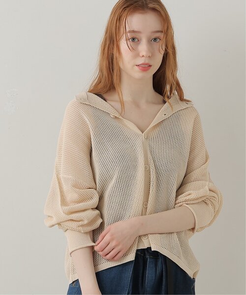 DOUBLE NAME(ダブルネーム)の「前後2WAY 袖ラインメッシュ編みプルオーバー(ニット/セーター・レディース・スミクロ/キナリ/オレンジ/ターコイズブルー・FREE)」の14枚目の写真