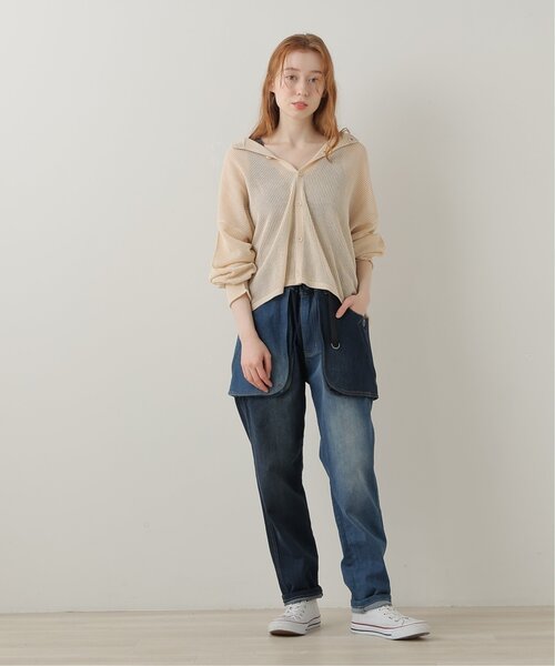 DOUBLE NAME(ダブルネーム)の「前後2WAY 袖ラインメッシュ編みプルオーバー(ニット/セーター・レディース・スミクロ/キナリ/オレンジ/ターコイズブルー・FREE)」の15枚目の写真