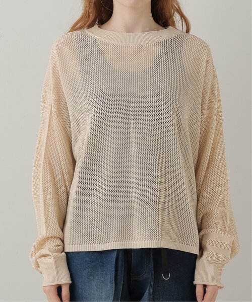 DOUBLE NAME(ダブルネーム)の「前後2WAY 袖ラインメッシュ編みプルオーバー(ニット/セーター・レディース・スミクロ/キナリ/オレンジ/ターコイズブルー・FREE)」の16枚目の写真