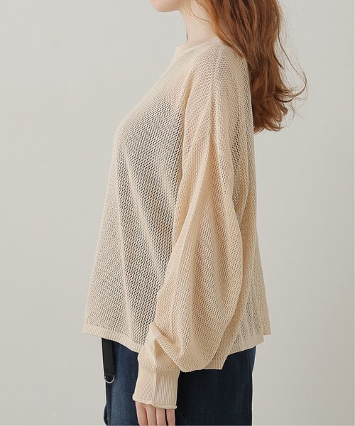 DOUBLE NAME(ダブルネーム)の「前後2WAY 袖ラインメッシュ編みプルオーバー(ニット/セーター・レディース・スミクロ/キナリ/オレンジ/ターコイズブルー・FREE)」の17枚目の写真