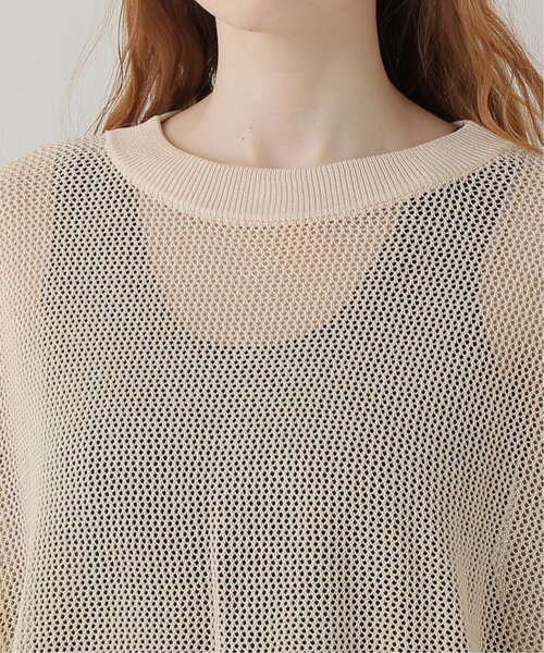 DOUBLE NAME(ダブルネーム)の「前後2WAY 袖ラインメッシュ編みプルオーバー(ニット/セーター・レディース・スミクロ/キナリ/オレンジ/ターコイズブルー・FREE)」の21枚目の写真