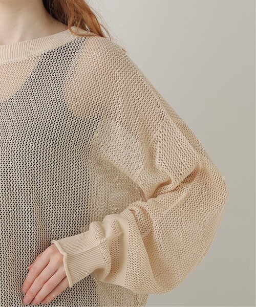 DOUBLE NAME(ダブルネーム)の「前後2WAY 袖ラインメッシュ編みプルオーバー(ニット/セーター・レディース・スミクロ/キナリ/オレンジ/ターコイズブルー・FREE)」の22枚目の写真