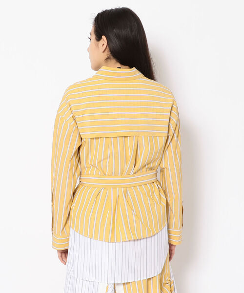 AULA AILA（アウラアイラ）の「【別注】AULA AILA/アウラアイラ/ストライプコンビシャツ（シャツ/ブラウス・レディース・イエロー・FREE）」の3枚目の写真