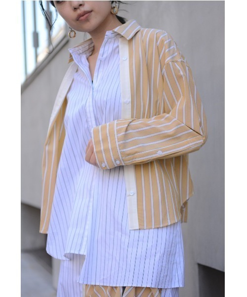 AULA AILA（アウラアイラ）の「【別注】AULA AILA/アウラアイラ/ストライプコンビシャツ（シャツ/ブラウス・レディース・イエロー・FREE）」の5枚目の写真