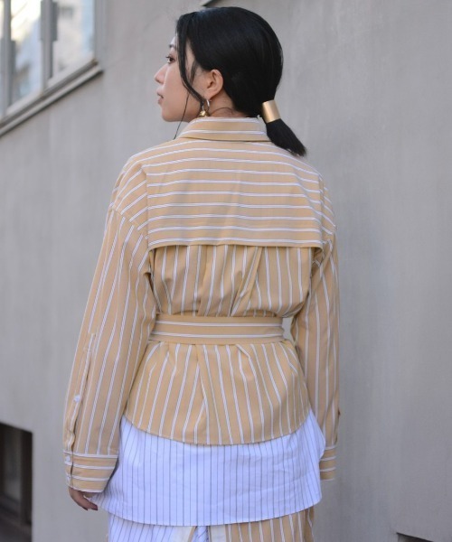 AULA AILA（アウラアイラ）の「【別注】AULA AILA/アウラアイラ/ストライプコンビシャツ（シャツ/ブラウス・レディース・イエロー・FREE）」の6枚目の写真