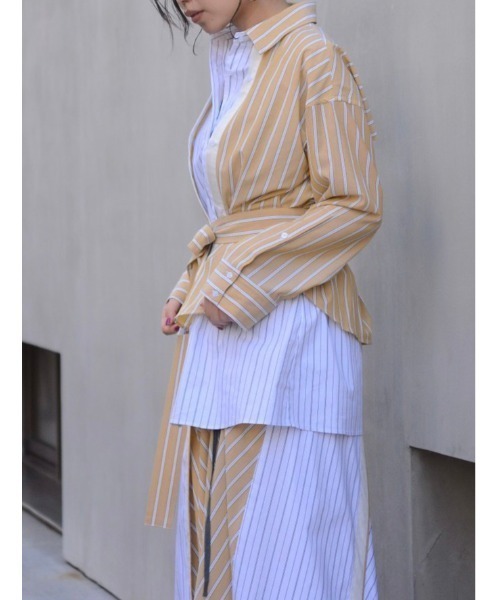 AULA AILA（アウラアイラ）の「【別注】AULA AILA/アウラアイラ/ストライプコンビシャツ（シャツ/ブラウス・レディース・イエロー・FREE）」の8枚目の写真