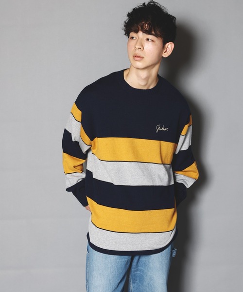 SKOOKUM（スクーカム）の「SKOOKUM×JEマルチボーダークルースプリングニット（ニット/セーター・メンズ・ネイビー/サックスブルー/ブルー/グリーン・M/L）」の3枚目の写真