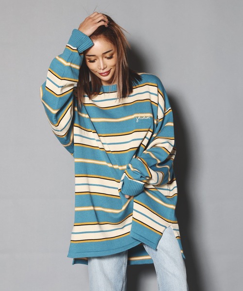 SKOOKUM（スクーカム）の「SKOOKUM×JEマルチボーダークルースプリングニット（ニット/セーター・メンズ・ネイビー/サックスブルー/ブルー/グリーン・M/L）」の4枚目の写真