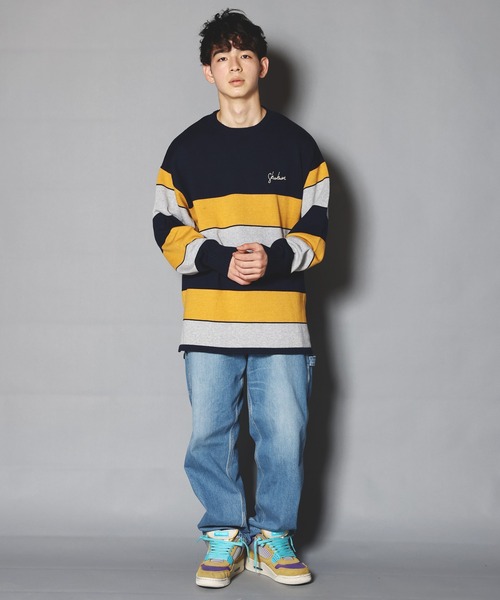 SKOOKUM（スクーカム）の「SKOOKUM×JEマルチボーダークルースプリングニット（ニット/セーター・メンズ・ネイビー/サックスブルー/ブルー/グリーン・M/L）」の11枚目の写真