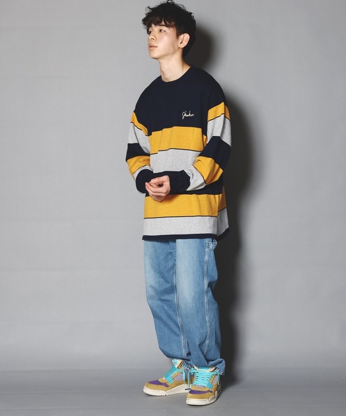 SKOOKUM（スクーカム）の「SKOOKUM×JEマルチボーダークルースプリングニット（ニット/セーター・メンズ・ネイビー/サックスブルー/ブルー/グリーン・M/L）」の5枚目の写真